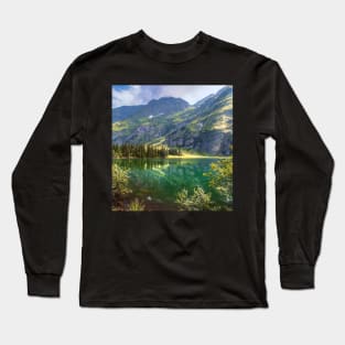 Mountain Print, Canadian Wall Art, Landscape Photography, Teal Decor, Mountain Lake Long Sleeve T-Shirt